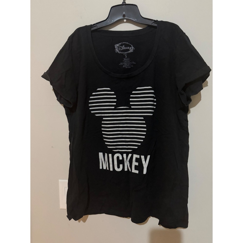 Disney Mickey Mouse Black Graphic T Shirt Women Size 2‎